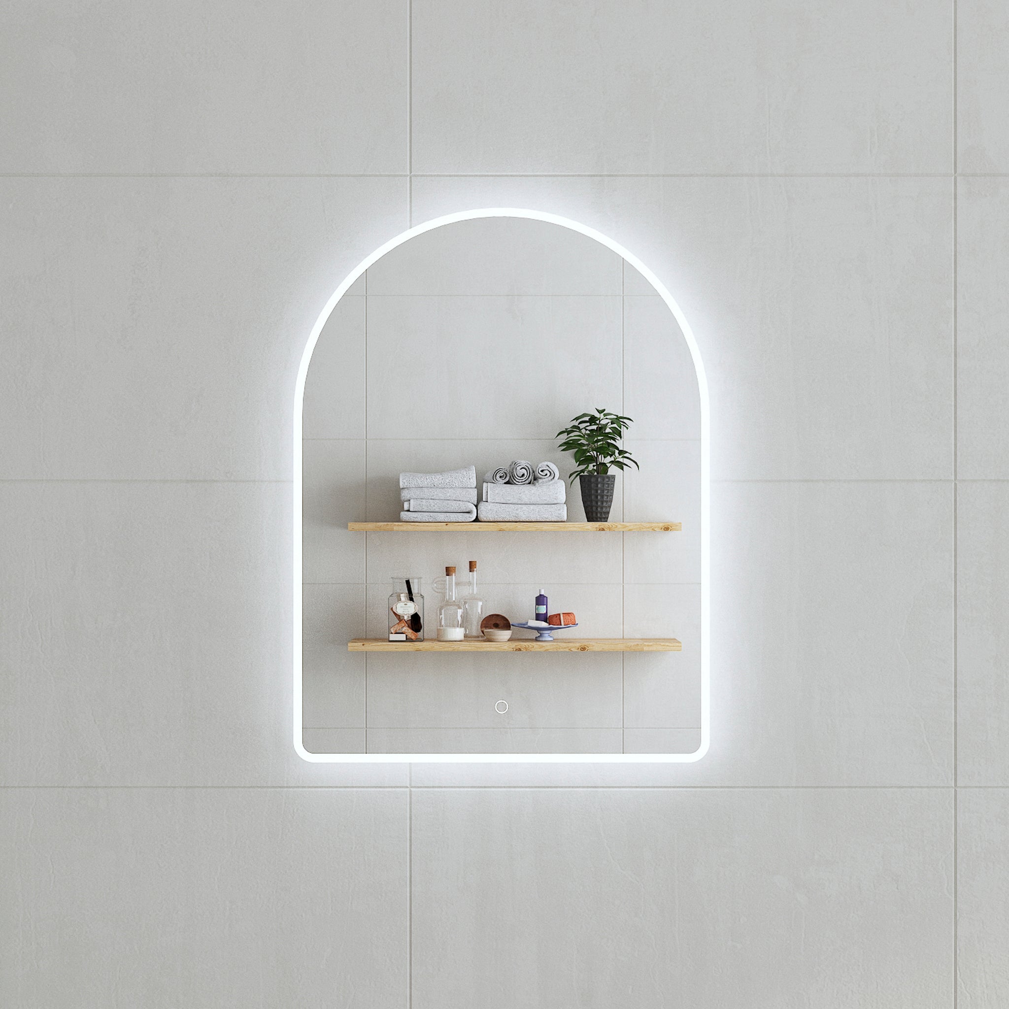 Arco Arch LED Mirror with Frosted Glass Border and Demister | 11 sizes available, from 400mm to 1500mm |