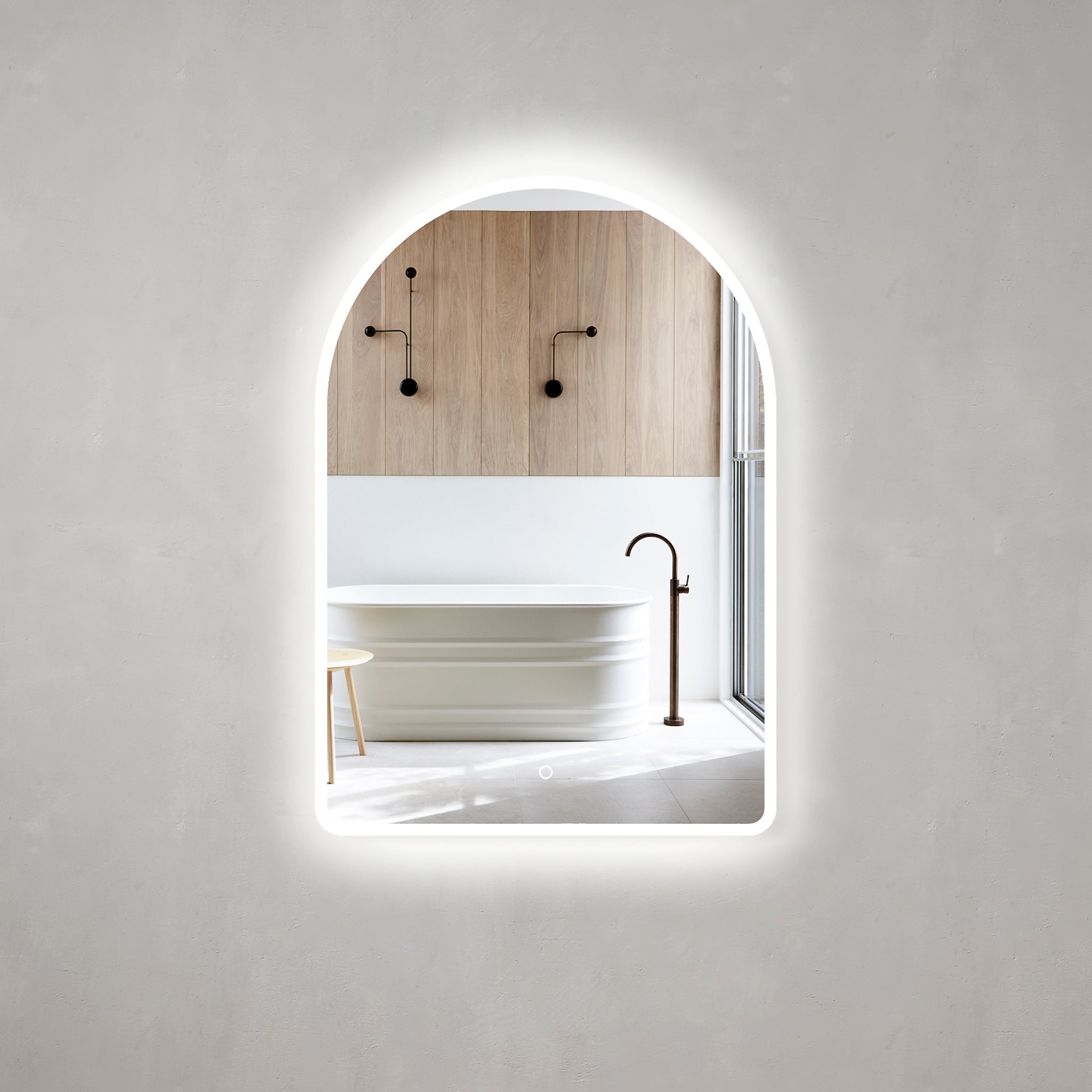 Arco Arch LED Mirror with Frosted Glass Border and Demister | 11 sizes available, from 400mm to 1500mm |