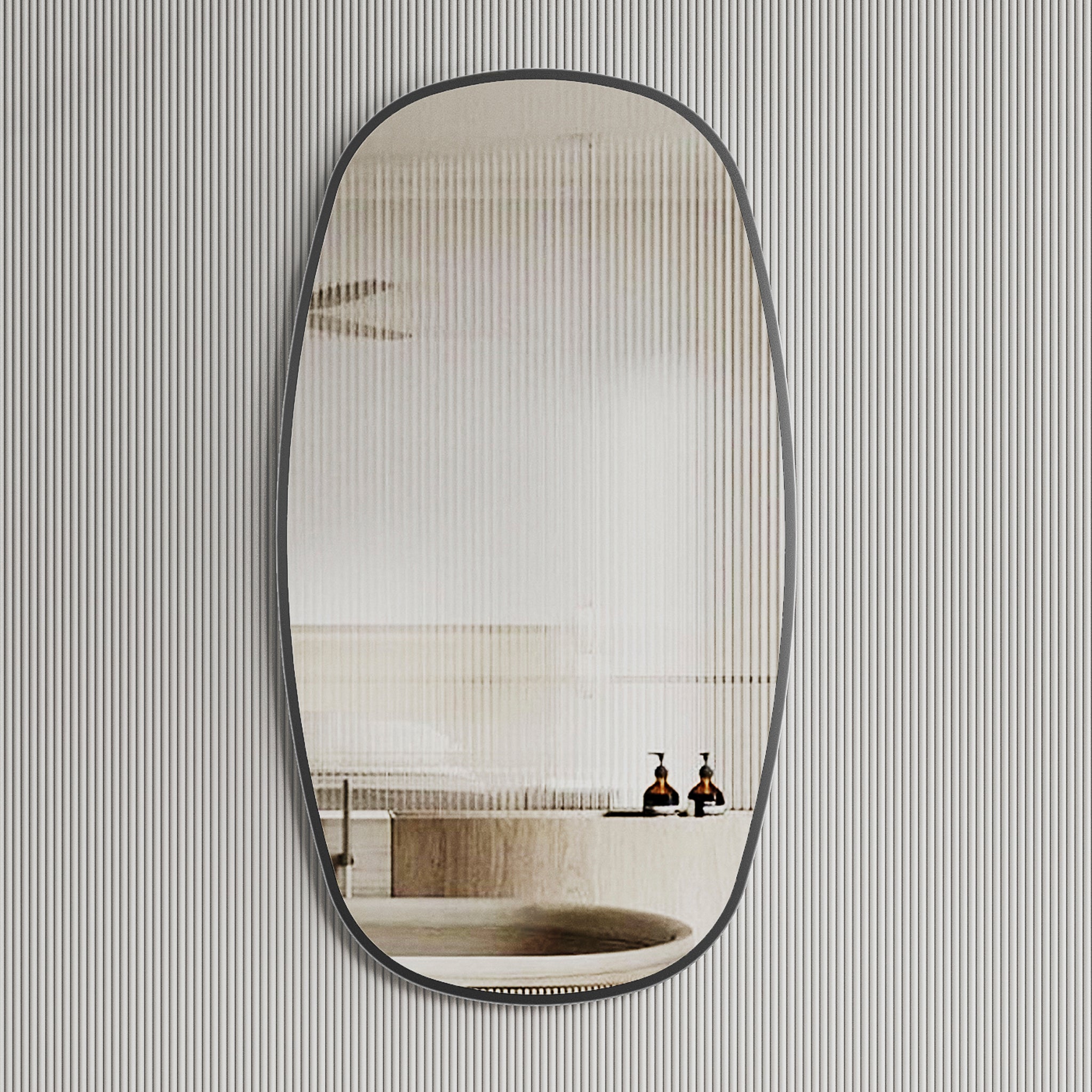 Riri Oblong Mirror with Matte Black Frame | 2 sizes available, 500mm and 600mm |