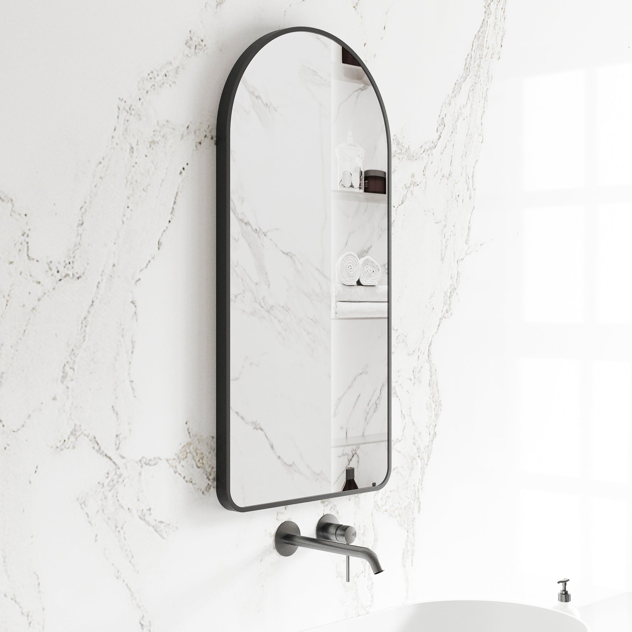 Arco Arch Mirror with Matte Black Frame | 5 sizes available, from 400mm to 1000mm |