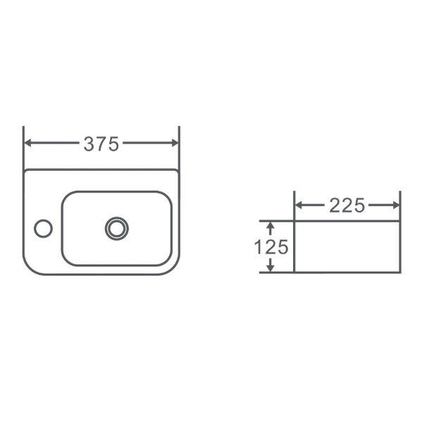 Space 32L Wall Hung 375mm x 255mm Basin | Gloss White |