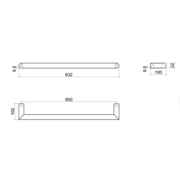 Thermogroup Round Single Bar Heated Towel Rail 632mm | Gun Metal |