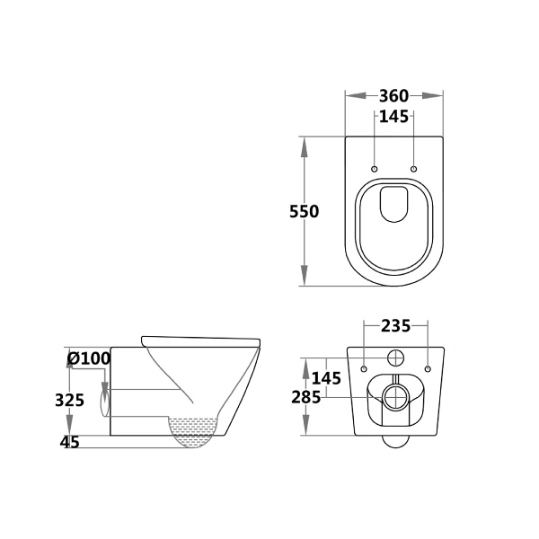 Tiffalo Wall Hung Toilet Pan (Compatible with Cistern Behind the Wall) | Gloss White |