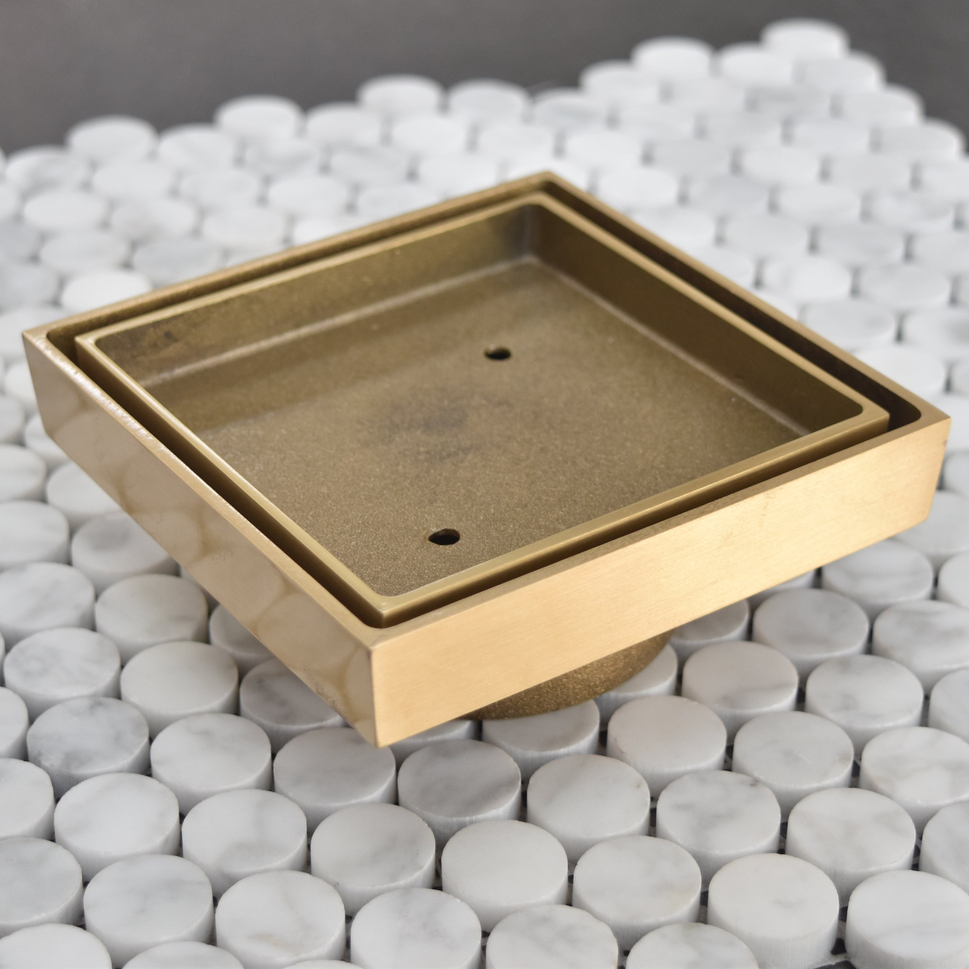 Premium Floor Drain with Tile Insert - Floor Waste | 75mm Outlet, Brushed Brass (Gold) |