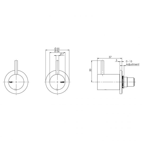 Phoenix Vivid Slimline Wall Top Assemblies Available with Standard or Extended Spindles | Brushed Nickel |