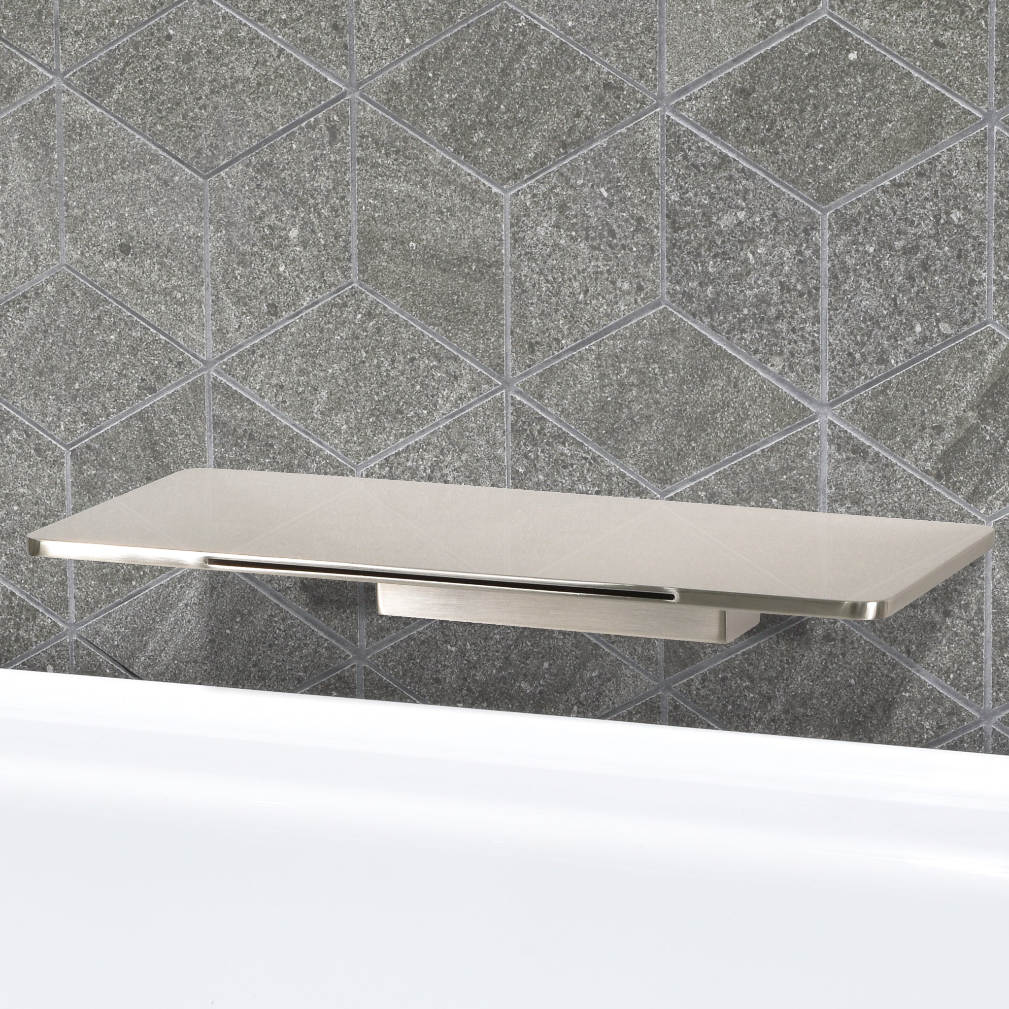 Cascada Shelf Waterfall Bath Spout, Brushed Nickel