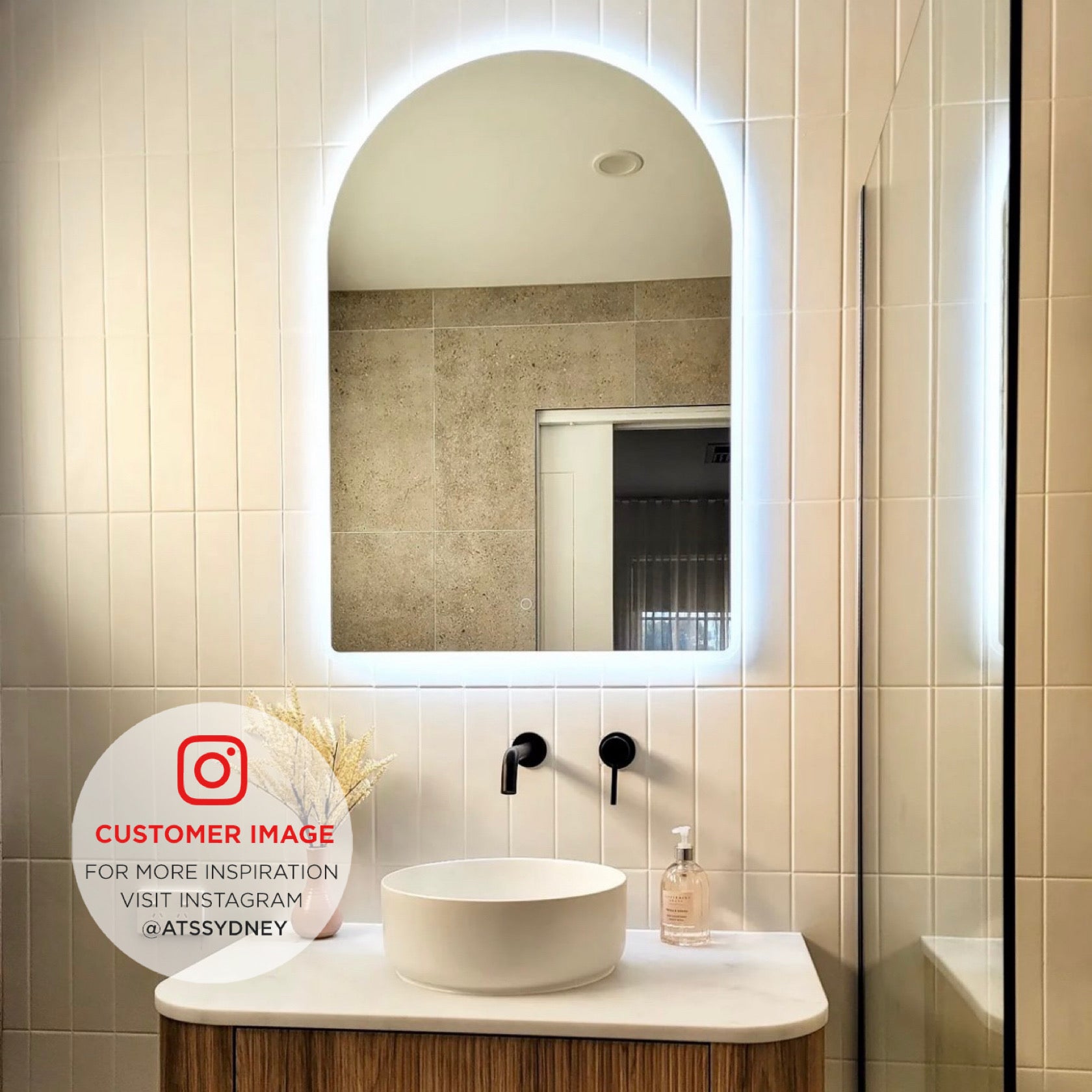 Arco Arch 700mm x 1000mm LED Mirror with Frosted Glass Border and Demister