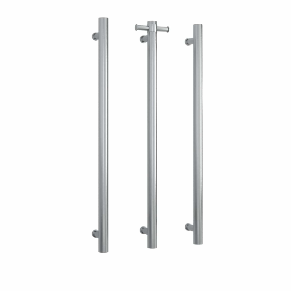 Thermogroup Round Single Bar Vertical Heated Towel Rail | Brushed Nickel |