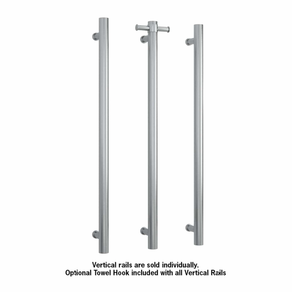 Thermogroup Round Single Bar Vertical Heated Towel Rail | Brushed Nickel |