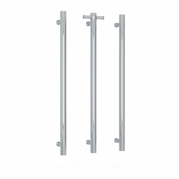 Thermogroup Round Single Bar Vertical Heated Towel Rail | Polished Stainless |