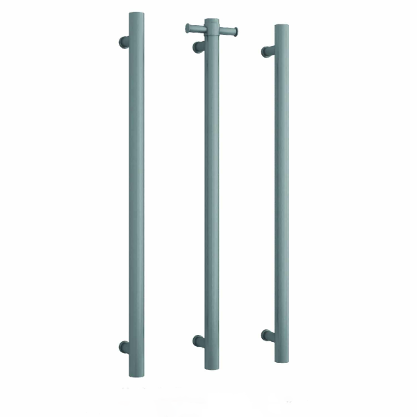 Thermogroup Round Single Bar Vertical Heated Towel Rail | Gun Metal |