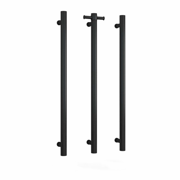 Thermogroup Round Single Bar Vertical Heated Towel Rail | Matte Black |