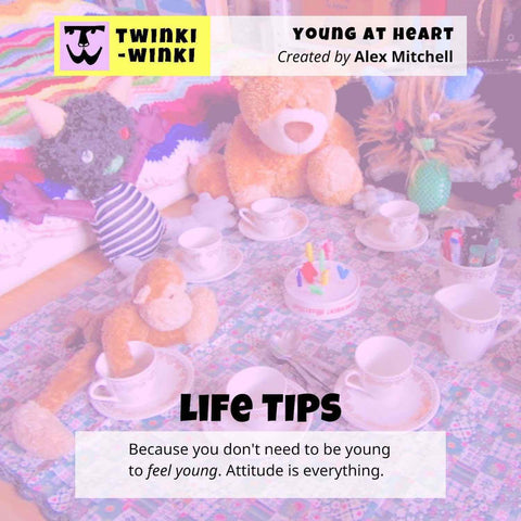 Detail of Twinki-mail opt-in freebie Young At Heart life tips by Alex Mitchell.