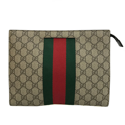 グッチ GUCCI GGスプリーム シェリーライン クラッチバッグ PVC レザー