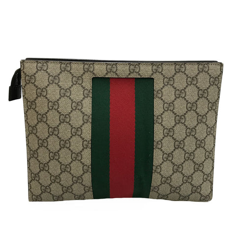 グッチ GUCCI GGスプリーム シェリーライン クラッチバッグ PVC レザー