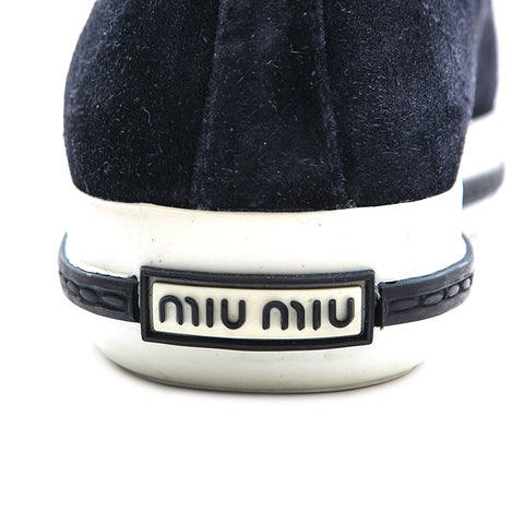 ミュウ ミュウ Miu Miu スエード ビジュー スニーカー ネイビー P13145