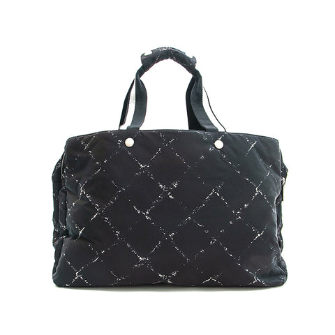Chanel CHANEL Old Travel Line Boston Bag Handbag Black P13208