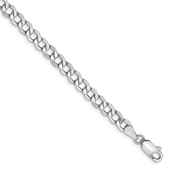 Million Charms 14k White Gold 4.3mm Semi-Solid Curb Link Chain, Chain Length: 7 inches