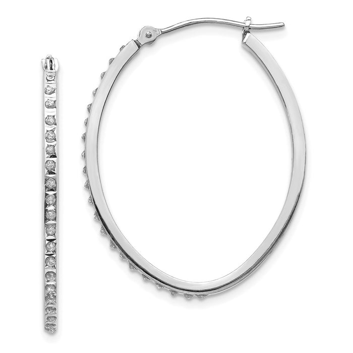 Jewelry 14k White Gold Diamond Fascination Round Hinged Hoop