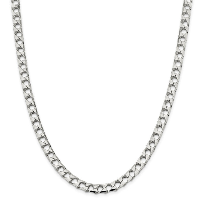 Million Charms 925 Sterling Silver 6.75mm Polished Open Curb Chain, Chain Length: 22 inches
