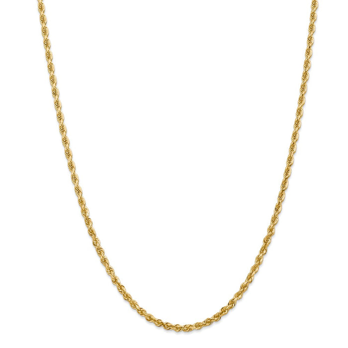 Million Charms 14k Yellow Gold, Necklace Chain, 3.35mm Diamond-Cut Quadruple Rope Chain, Chain Length: 28 inches