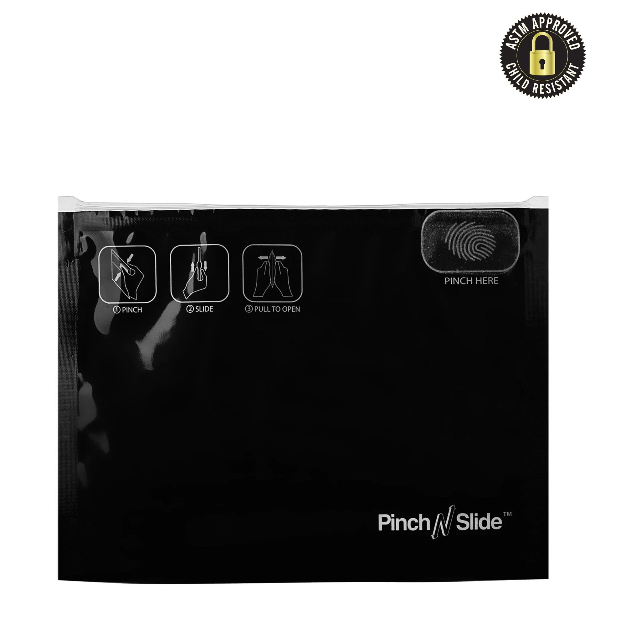 Pinch N Slide Child Resistant Mylar Bags Black 8" x 6" 250 Count - Pinch N Slide product image