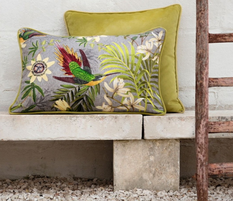 Chivasso Fantastic Birds fabric in a cushion