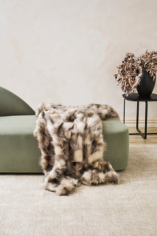 Imitation fake fur throw - Heirloom faux fur throw and cushions  in Mountain Hare