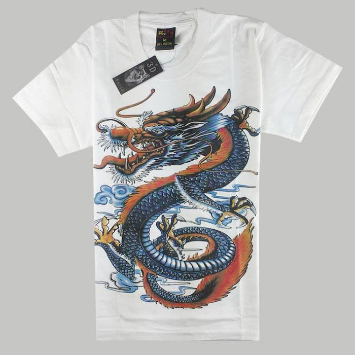 Chinese Dragon Printed Vintage T Shirt Hua Design