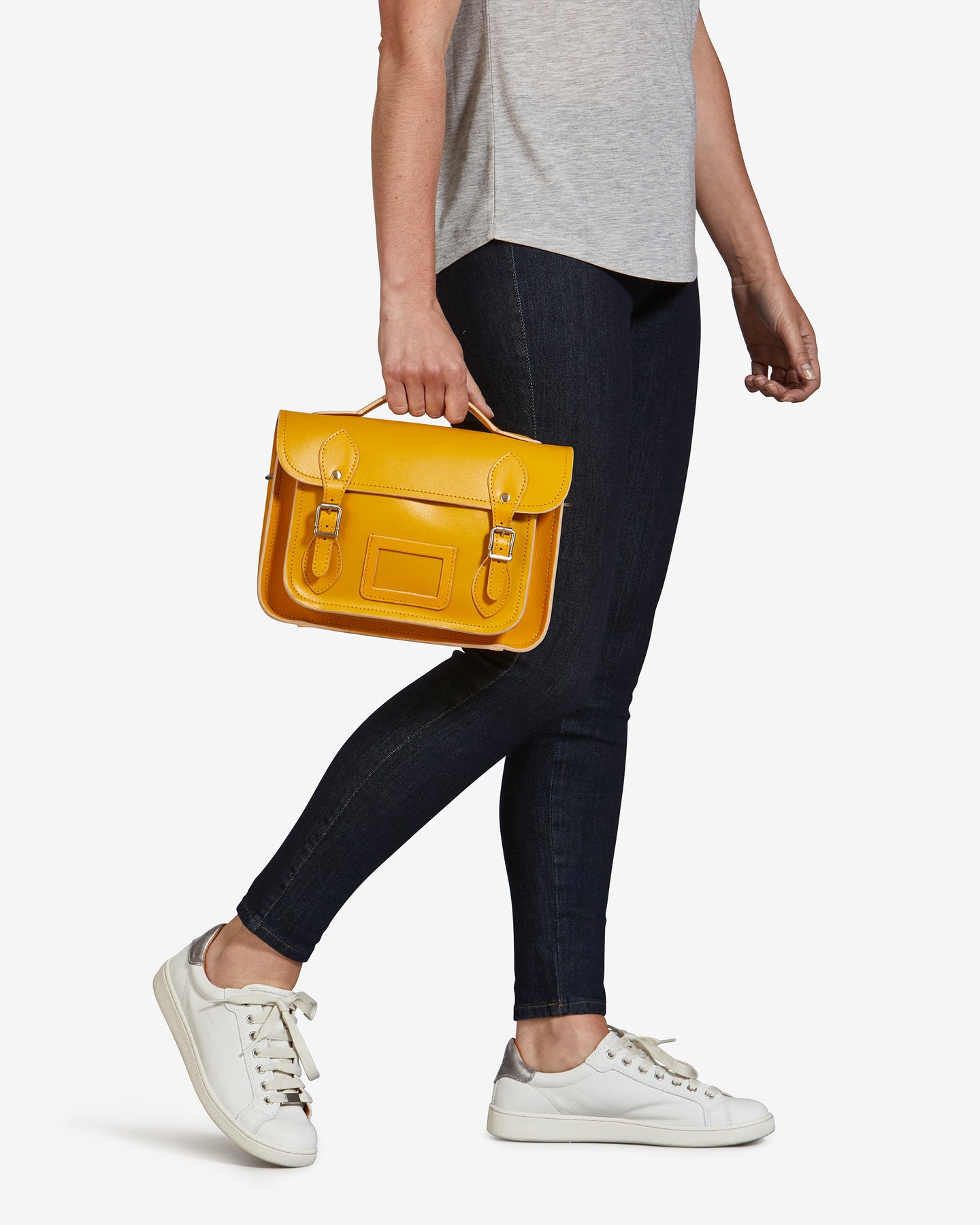 yellow leather satchel