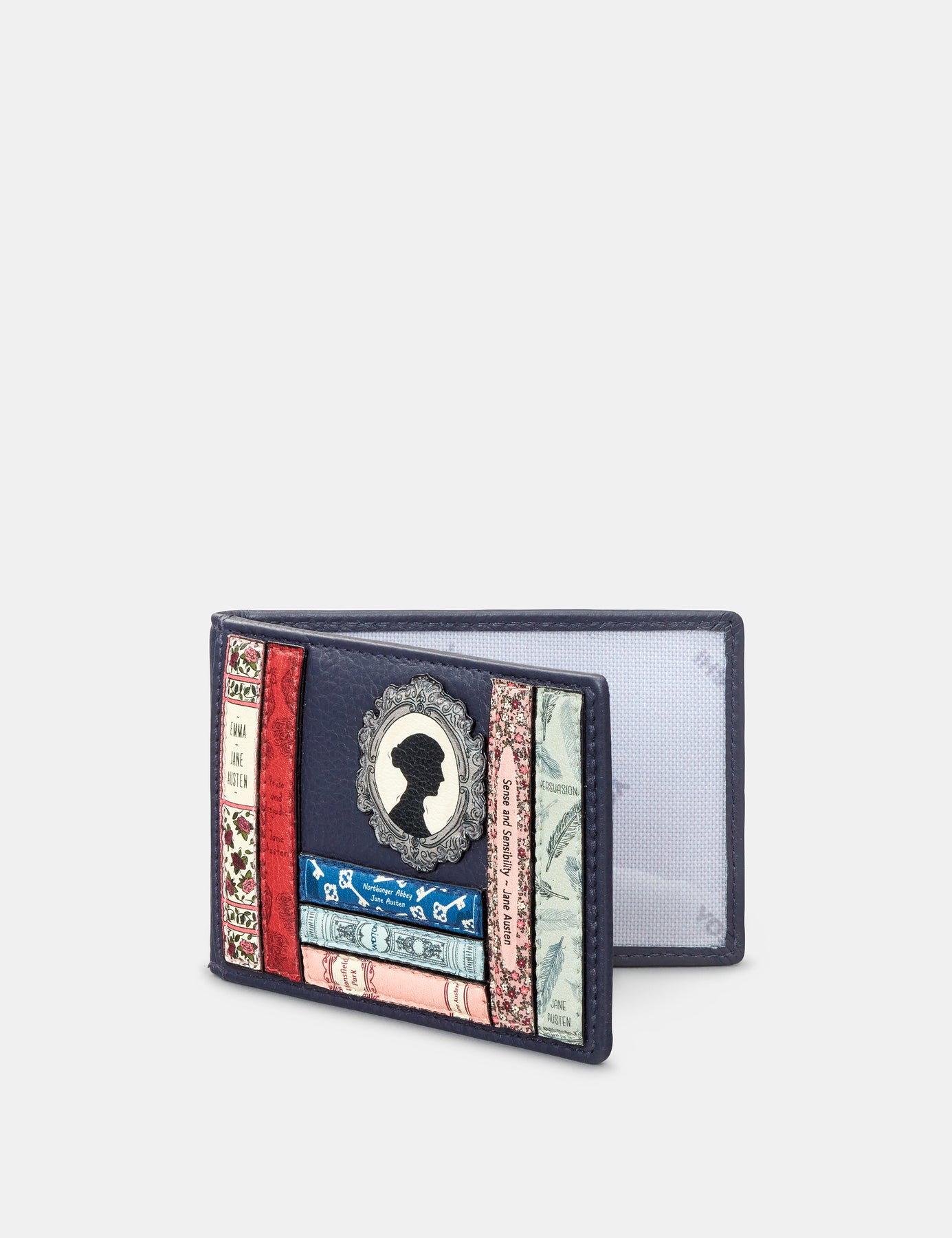 Jane Austen Bookworm Navy Leather Travel Pass Oyster Card Holder Yoshi