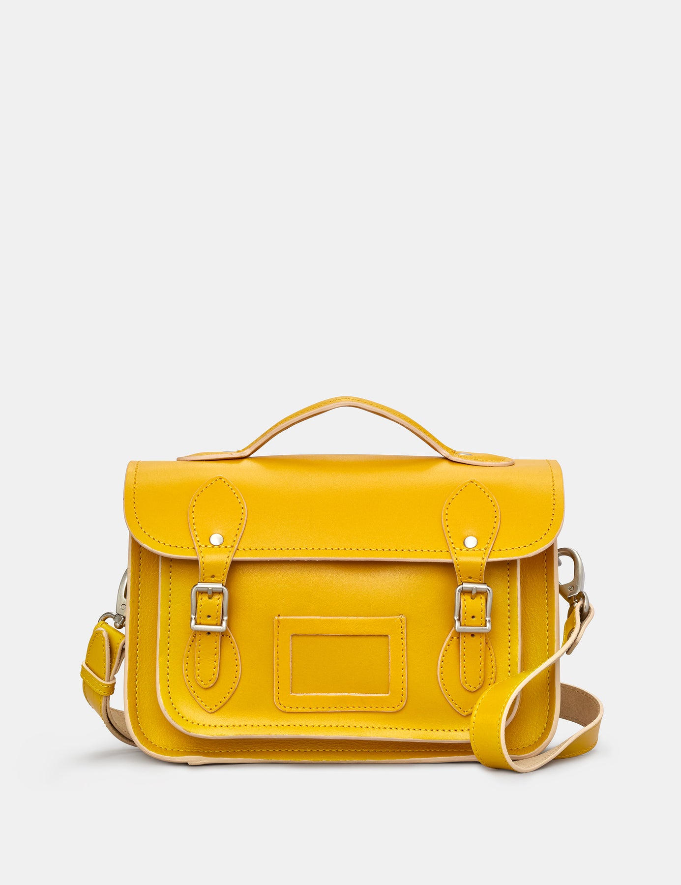 yellow leather satchel