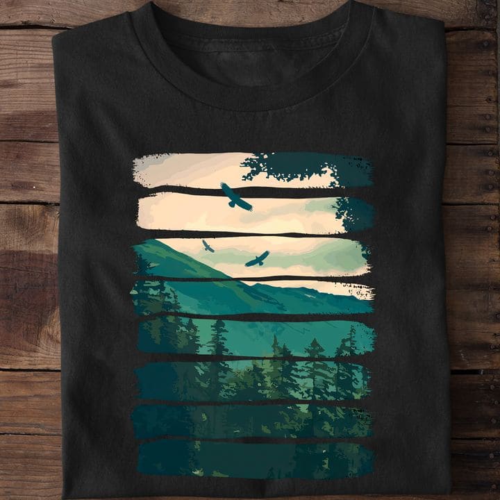Mountain And Forest Landscape T-shirt, Nature Lover