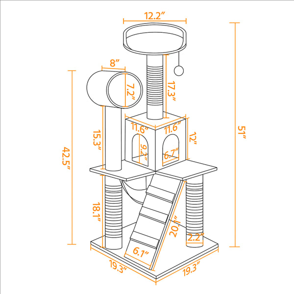 51-inch Cat Tree Condo