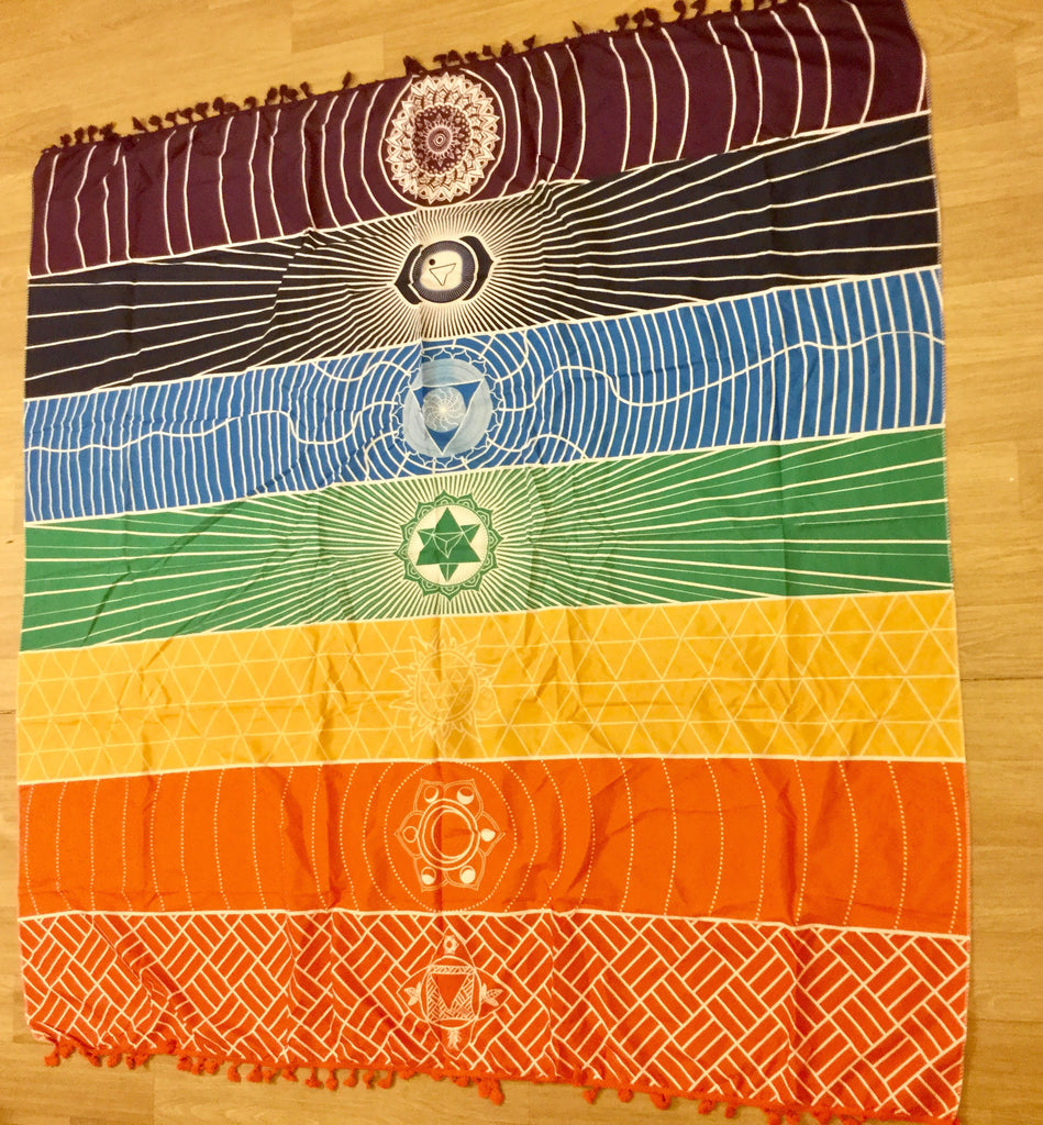 7 Chakra Coloured Tapestry Mat Thin Qi New Age Healing