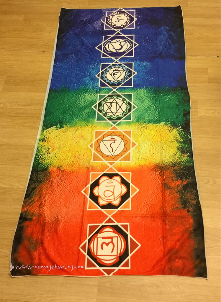 7 Chakra Symbols Coloured Tapestry Mat Thin Qi New Age