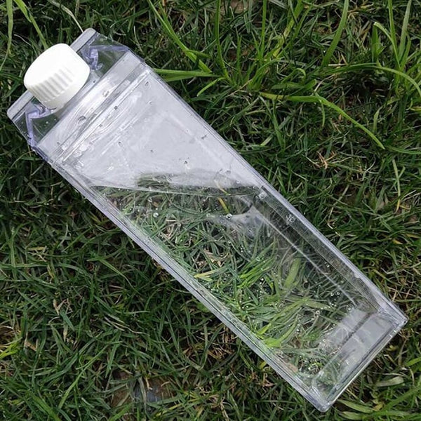 Plain Milk Carton Water Bottle - Clear - BobaStrawStore