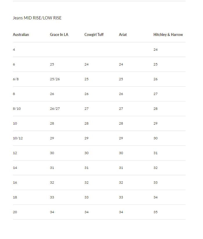 SIZING CHART HITCHLEY AND HARROW – Gympie Saddleworld & Country Clothing