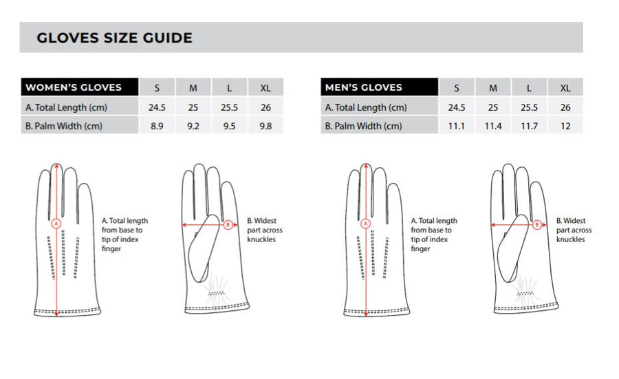 Thomas Cook Gloves Size Guide