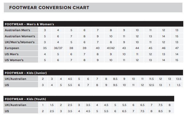 Twisted X Size Chart