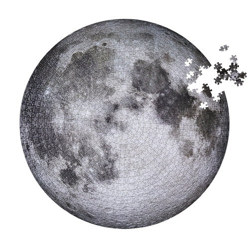 Moon jigsaw puzzle by Four Point Puzzles. A round puzzle of the moon.