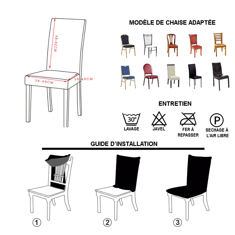 Guide des tailles housses de chaises - La maison des housses