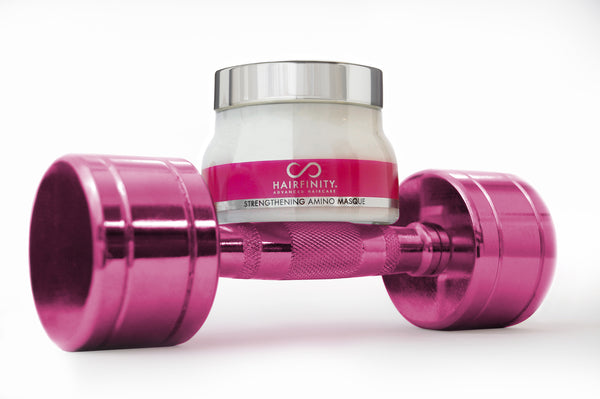 Hairfinity Strengthening Amino Masque reduces breakage after just one use.