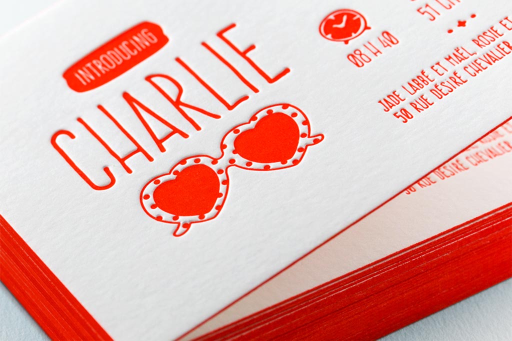 Faire-part de naissance letterpress Charlie