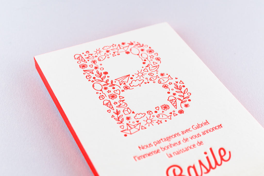 Impression Letterpress de Paris, faire-part de naissance