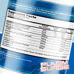 Plasm Surge supplement facts panel