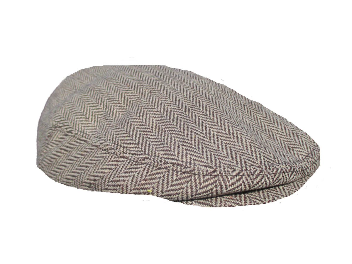 black herringbone flat cap