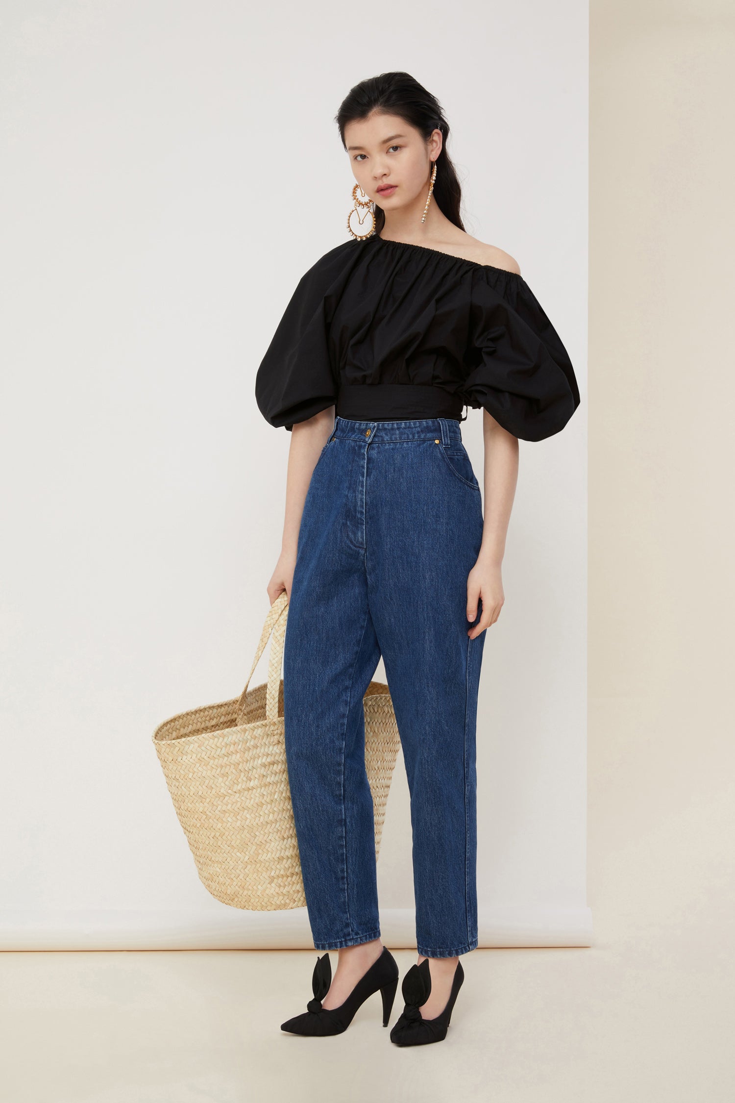 PATOU パトゥ Volume poplin crop top ブラウス