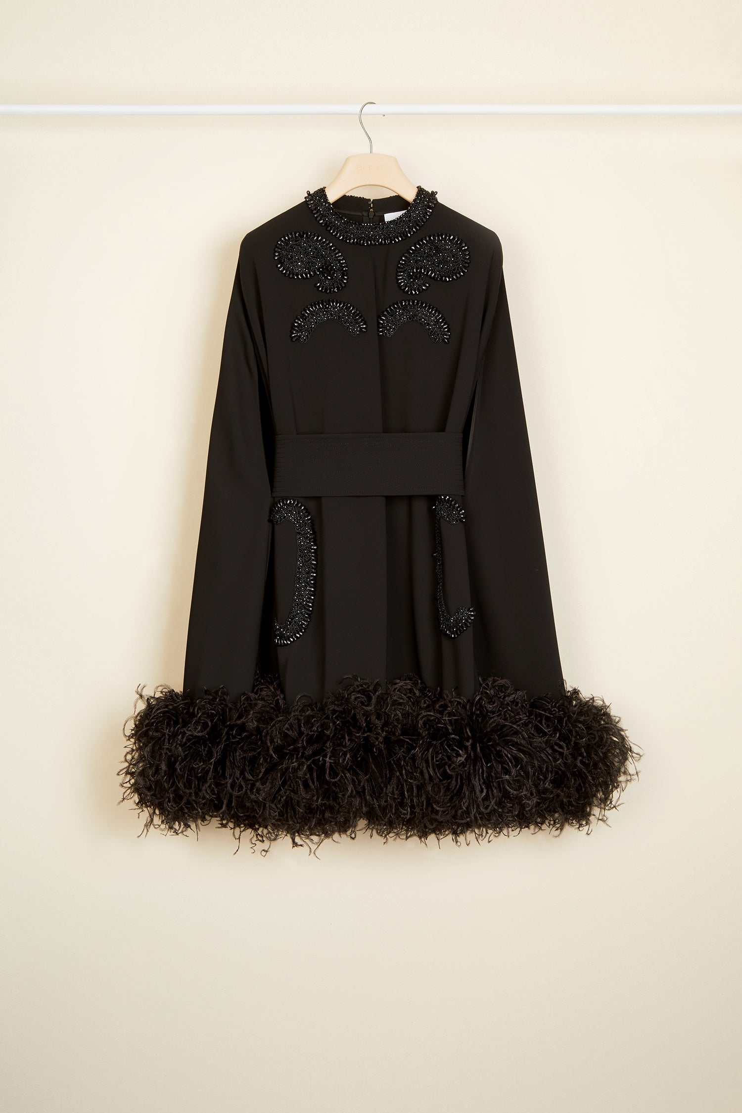 Patou - Cape dress embroidered with feathers 