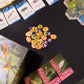 Bios: Mesofauna board game - Organized view of different game play cards, pieces, and dice